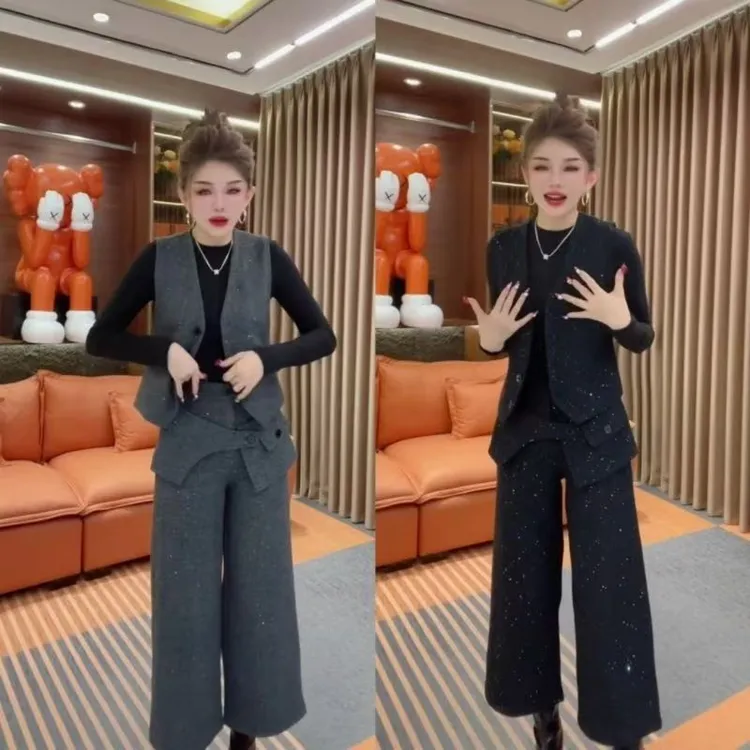 经典洋气西装气质时尚套装韩版休闲风法式秋冬千金风三件套潮666