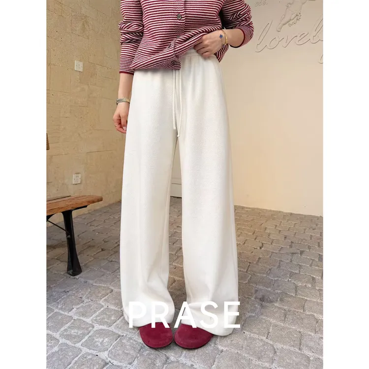 PRASE·噜【咩咩裤】绵羊毛冬松紧腰加绒休闲裤保暖百搭长裤PR511E55