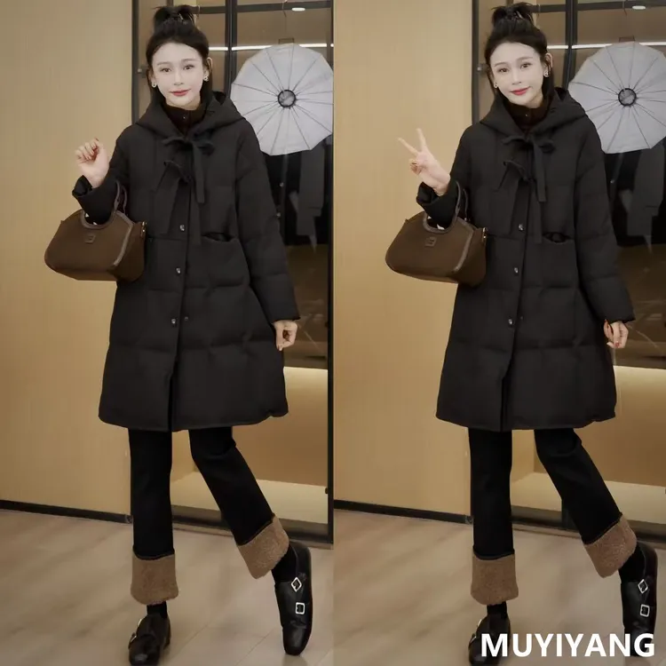 【梦缡】设计感小众连帽90白鸭绒高定版羽绒服 衣长85 25-652#