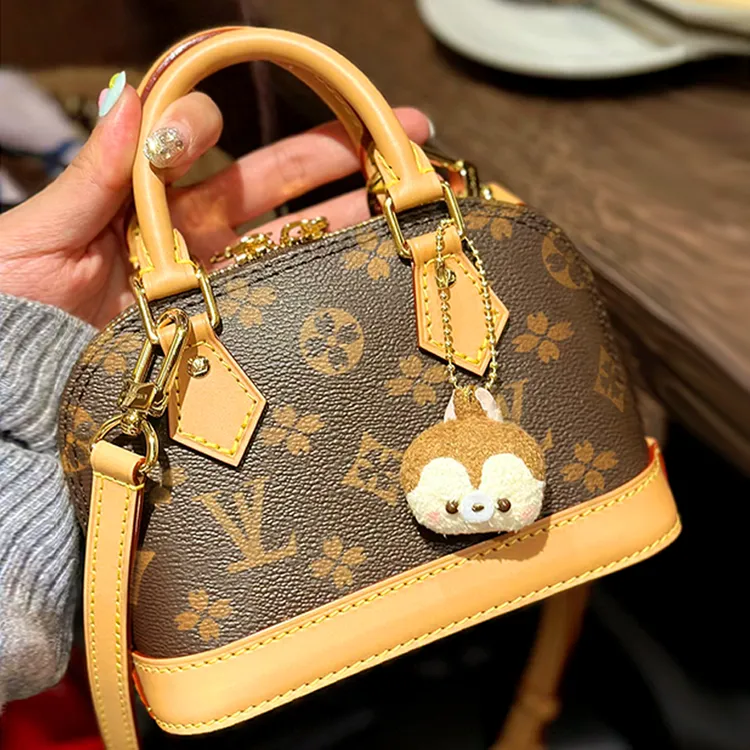 香港正品2025新款真皮奢侈品女包老花手提迷你贝壳包单肩斜跨包