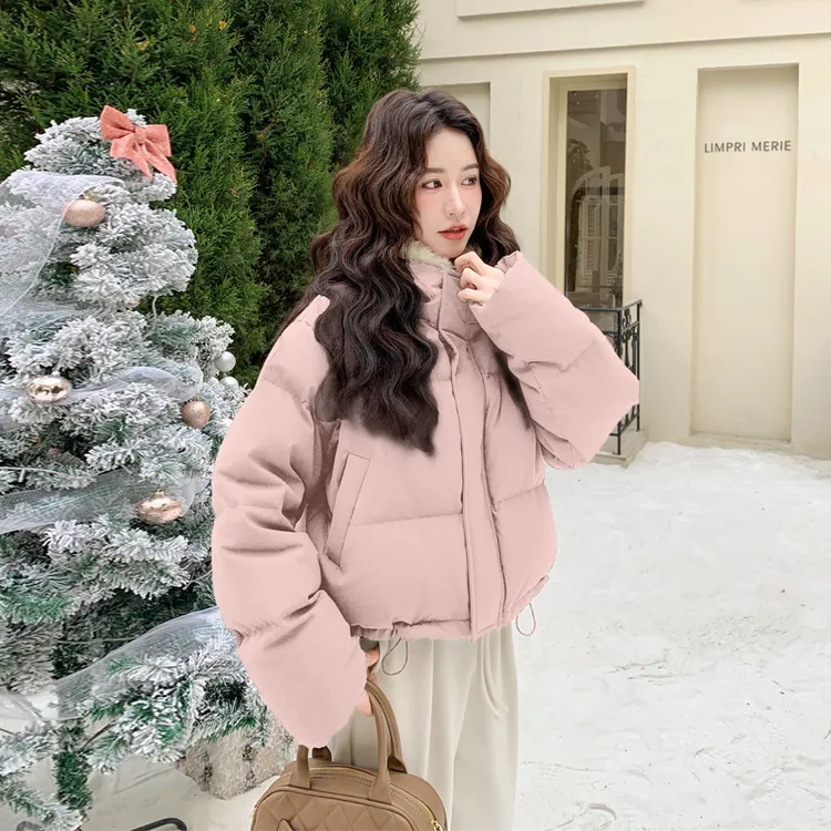 羊羔毛领连帽羽绒服2025冬季新款复古百搭小个子韩版学院风面包服