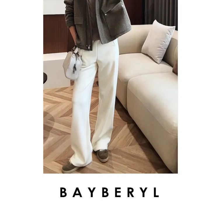 FF-BAYBERYL老贝大王直筒*单/加绒百搭羊绒松紧休闲裤9XXK5I0343