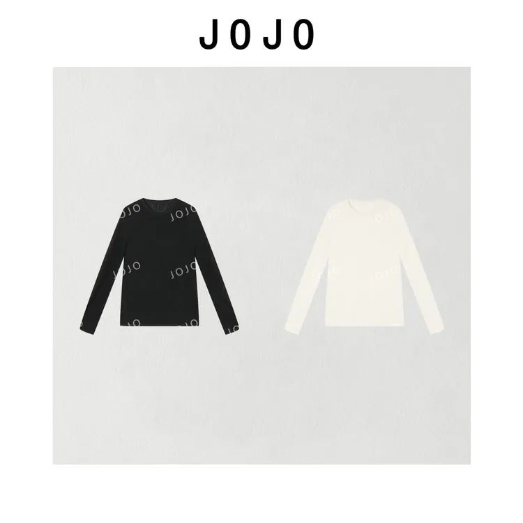 玖了个玖 2025冬款 极简百搭黑白基础色圆领浮雕长袖T恤2511C7883
