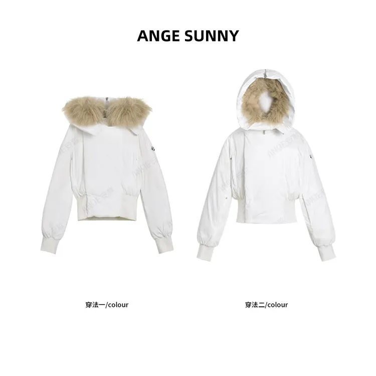 ANGE SUNNY【可拆卸羊毛领羽绒服】90白鸭绒连帽上衣时尚新款