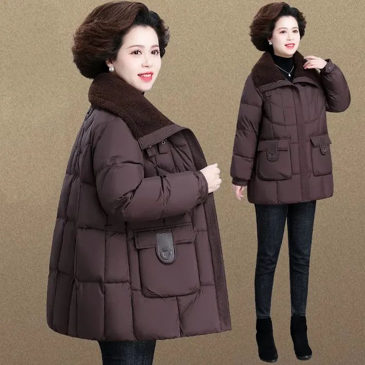 宽松棉服女中长款冬装2025新款小个子时尚棉衣冬季保暖棉袄子外套