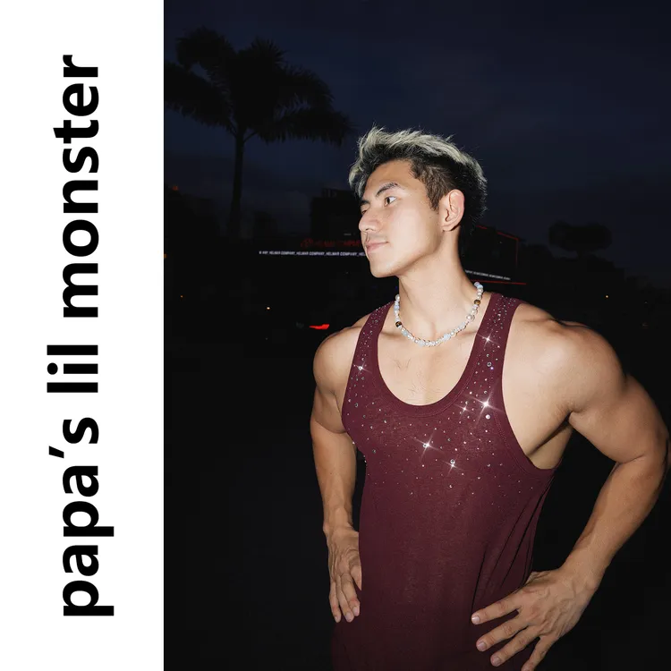 PAPASLILMONSTER【原创】蓝色星空美式休闲烫钻休闲运动背心男