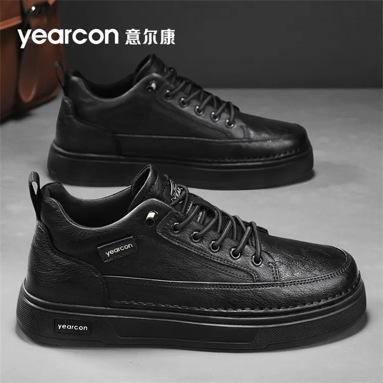 意尔康休闲皮鞋男款正品2025秋季新款软底一脚蹬百搭轻便防滑板鞋