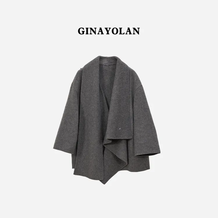 GINAYOLAN/瑾颜【设计师系列】秋冬时尚福利双面毛呢斗篷外套
