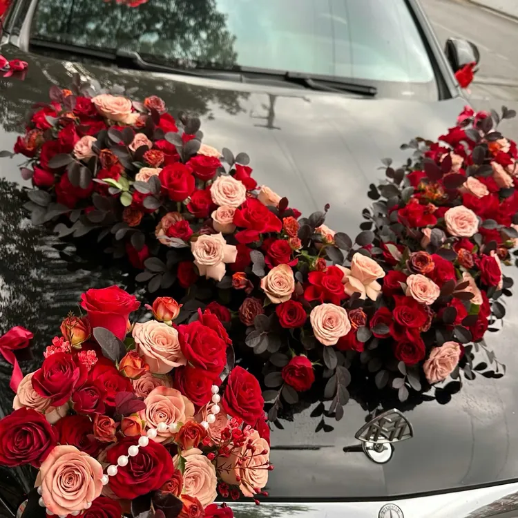 国庆结婚婚车装饰车头玫瑰真花鲜花结婚北京上海同城配送本地花店