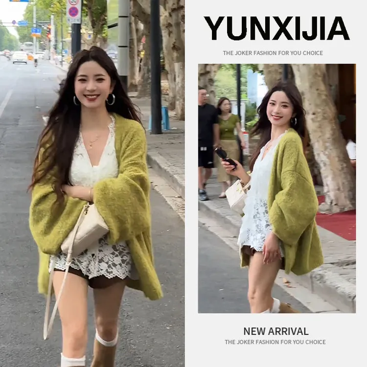 2025早秋季时尚新款一整套慵懒风高级气质内搭开衫短裤三件套