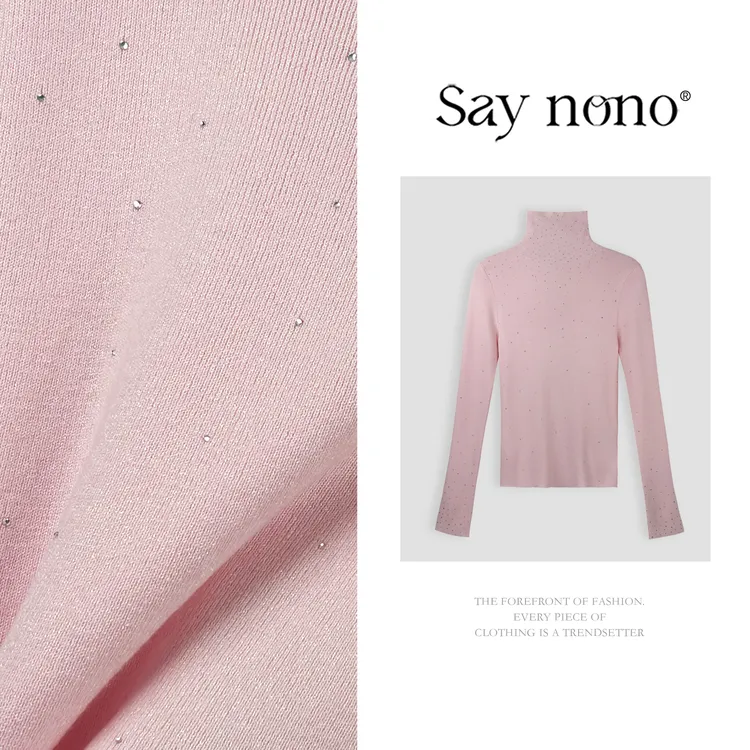 懒猫nono│Saynono 时尚松弛感重工钉珠设计半高领针织衫 GD0232NY