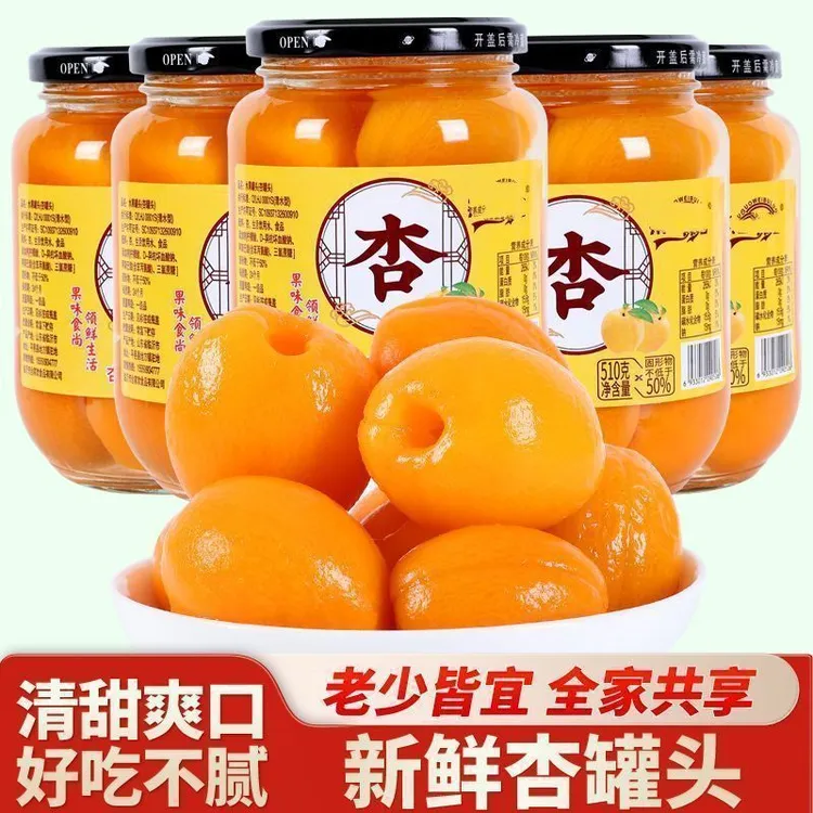 甜杏罐头510g新鲜去核应季水果罐头黄杏罐头酸甜整箱