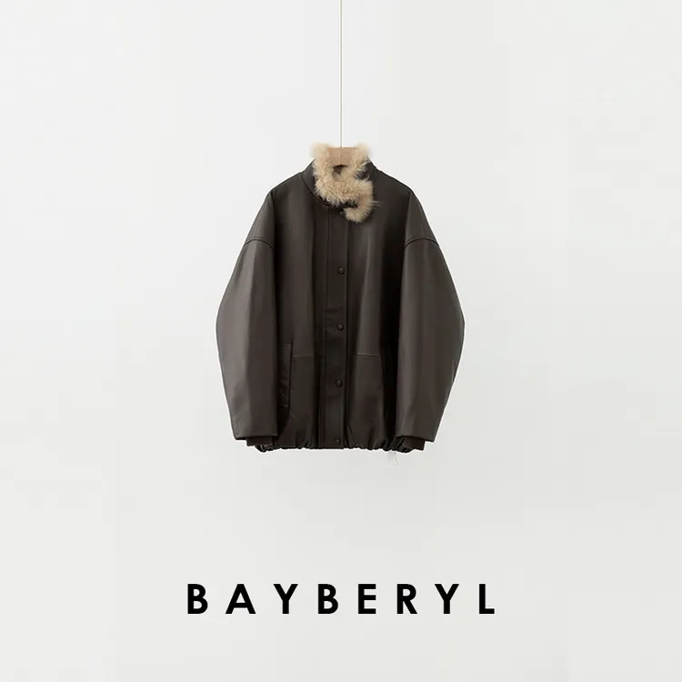 CC12-BAYBERYL老贝斗士*毛领皮宽松复古时髦咖冬羽绒服PY5K2743