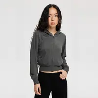 Oneup兔毛连帽短款拉链卫衣长袖运动针织健身户外休闲女士秋冬