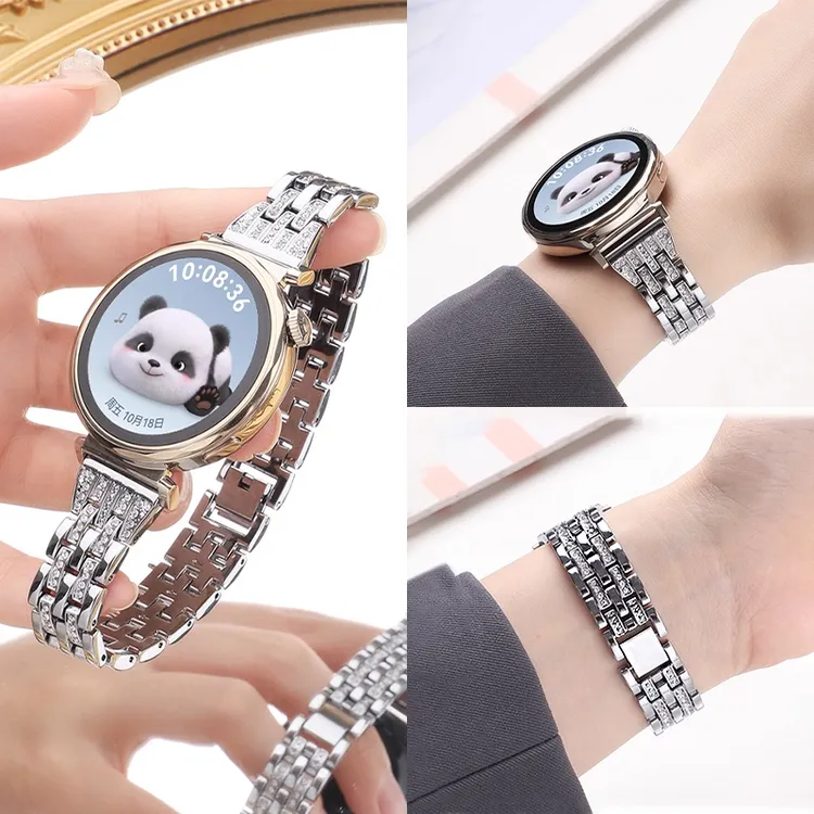 适用华为GT5表带金属镶钻五珠gt4女款gt3/gt2个性小香风时尚腕带