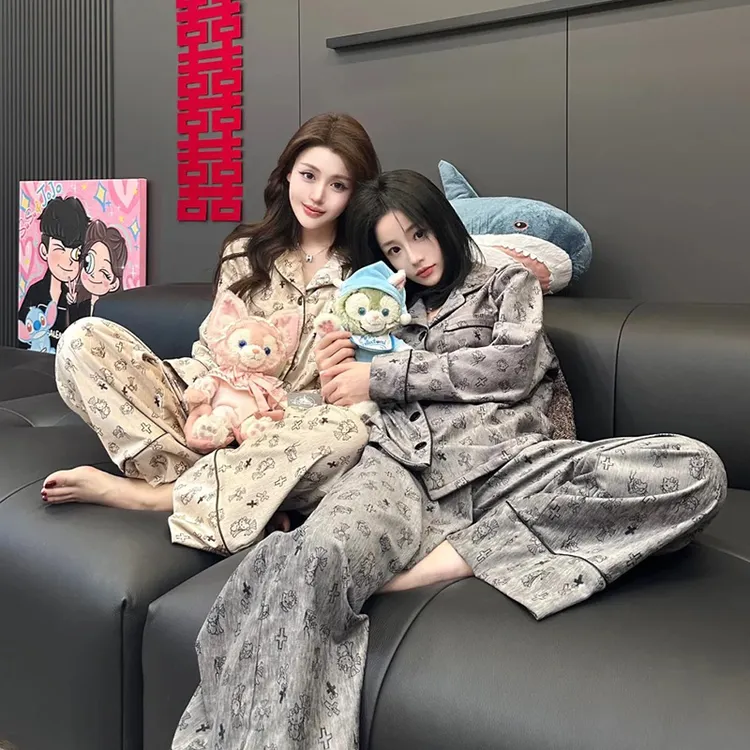 冰丝睡衣女款春秋季爆款2025新款hellokitty仿真丝长袖家居服套装