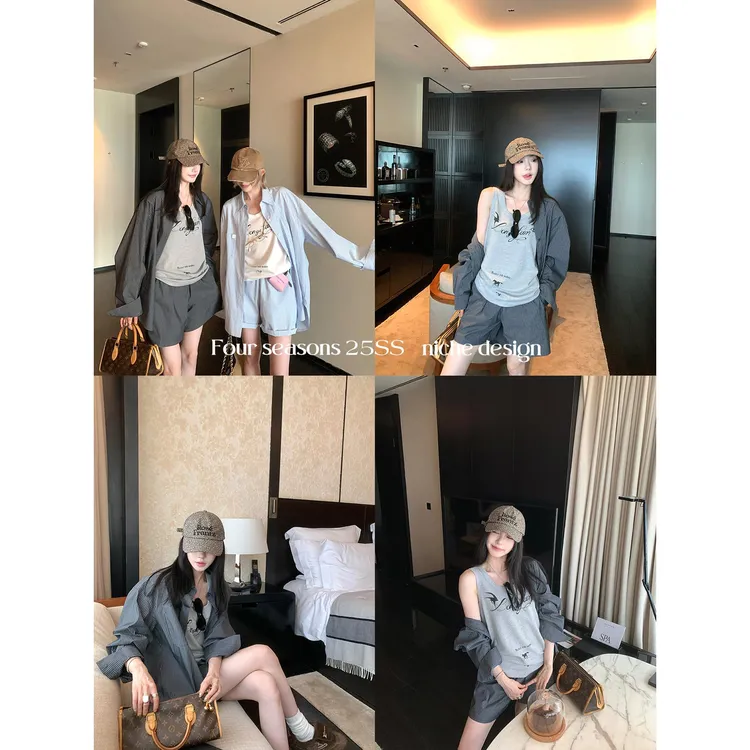 区区欧阳条纹衬衫女秋季新款慵懒宽松衬衣设计感小众复古长袖上衣