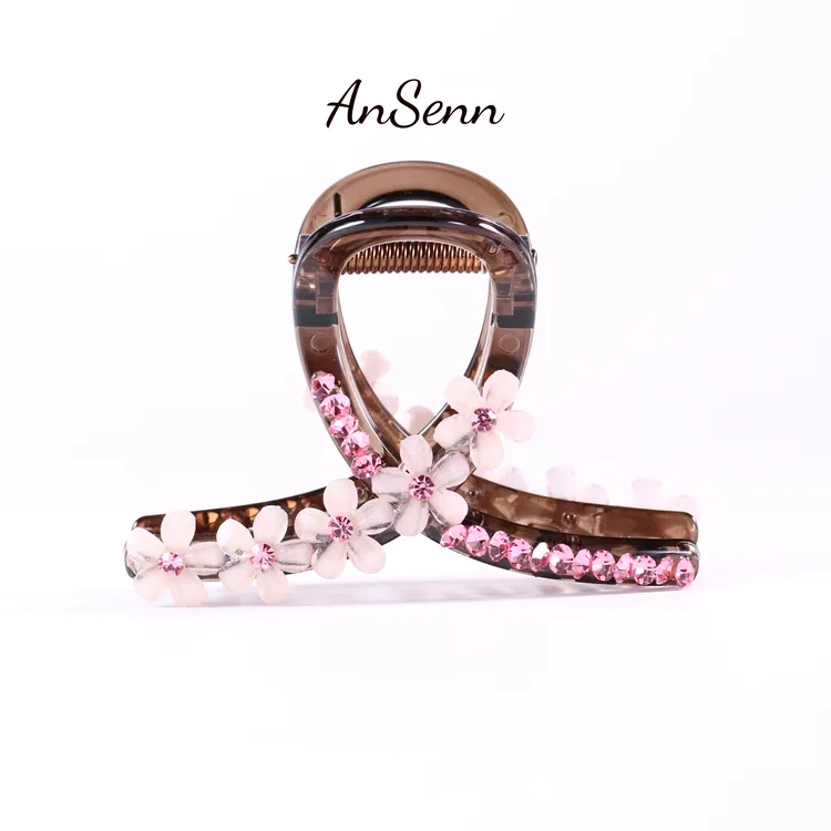 【小魏总珠宝】新品粉色桃之夭夭抓夹(8cm）时尚仙气飘飘发夹饰品