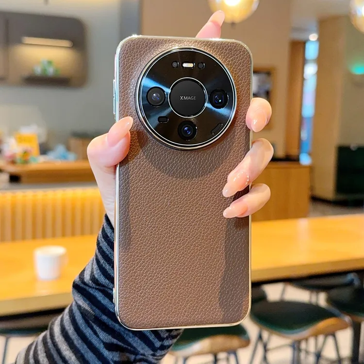 适用华为mate80promax手机壳新款mate80电镀荔枝纹商务防摔保护套