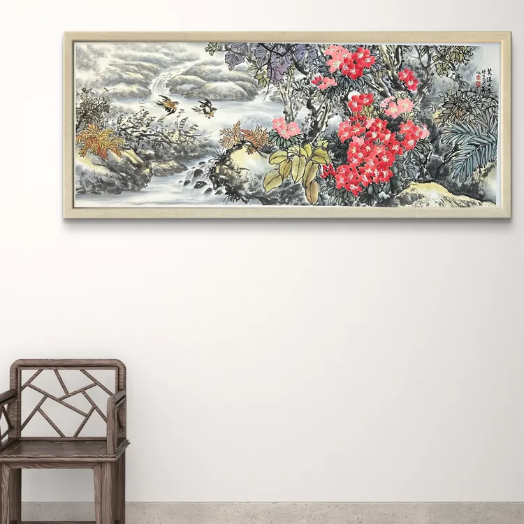 覃荣华老师小六尺国画 紫瀑天香 艺术佳作