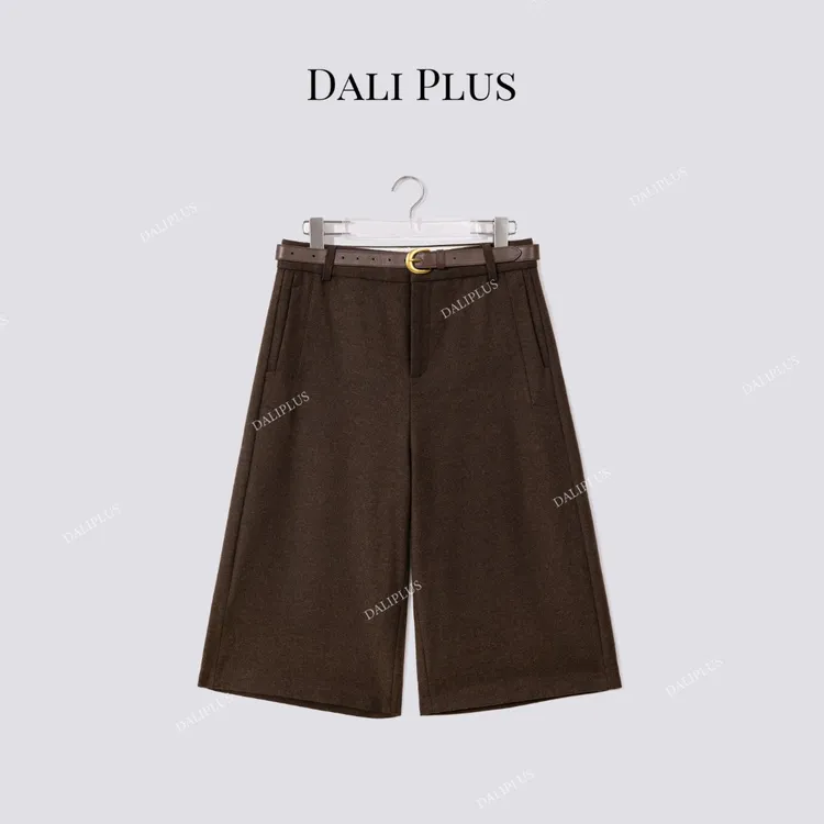 DALI PLUS“羊毛呢子七分裤”秋冬时髦精必穿 高腰百搭裤-D5ST1489