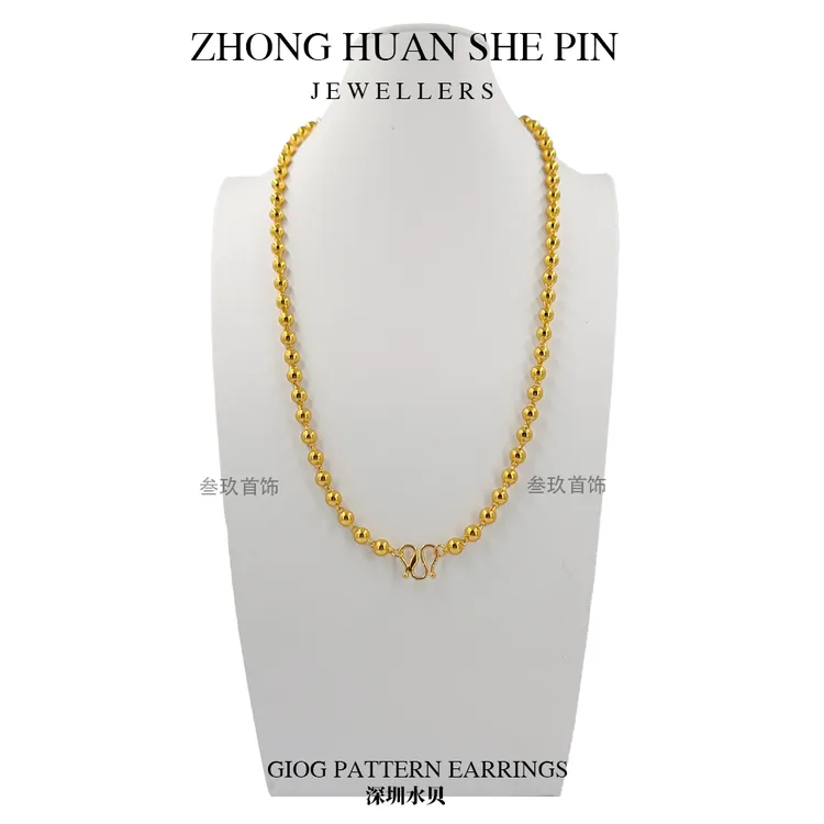  [经典圆珠卡6项链]手工轻奢百搭经典金色霸气男士项链