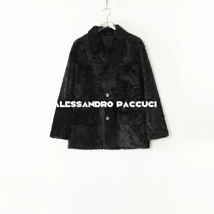 AP洛哥54022CM【静华】黑标/小湖羊单排扣时尚保暖羊毛皮草外套女装