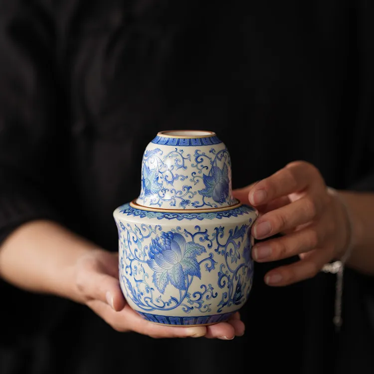 家用陶瓷老式三两青花汝窑温酒器暖热酒具白酒黄酒清酒烫酒壶