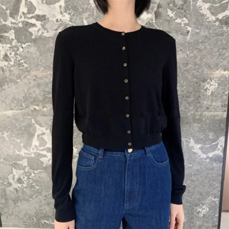 职业阿玛诗官正款圆领长袖冰丝针织开衫防晒衣女薄款空调衫女