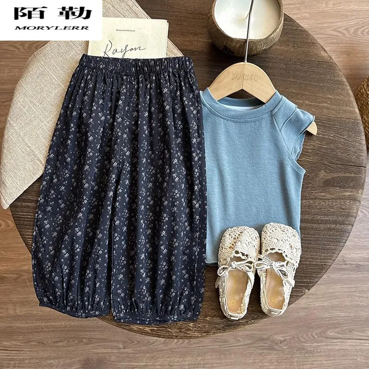 陌勒森系女童裤子夏季薄款儿童夏装婴儿碎花防蚊裤女宝宝灯笼裤休