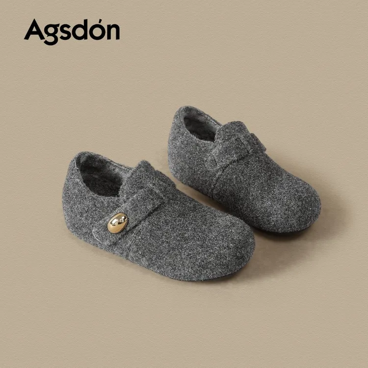 奥古狮登灰色加绒勃肯鞋女2025新款冬季厚底保暖棉鞋耐脏雪地靴xx