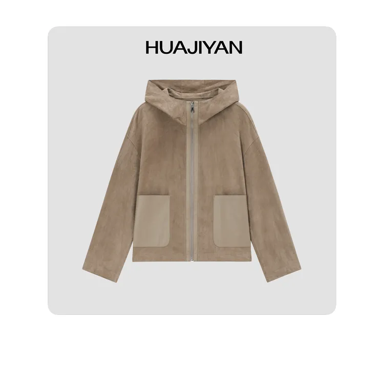 华吉言HUAJIYAN【牛.皮纸袋】定制款超薄混种羊绒面皮衣