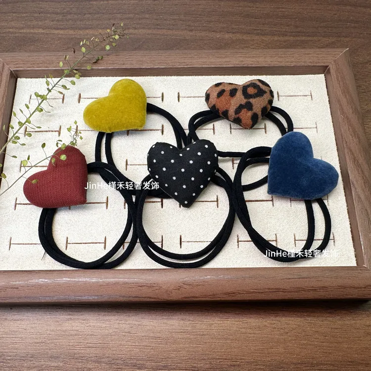 B001韩系东大门爱心发圈双股发绳高弹简约时尚百搭高级2025秋款