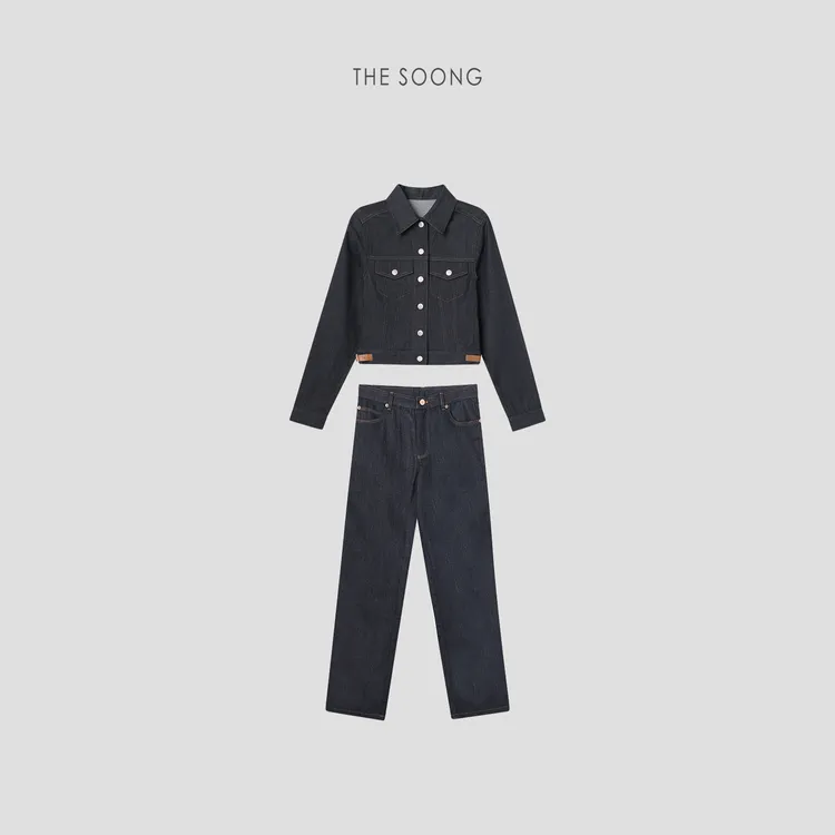 THESOONG|‘摩登套装’90s雅痞收腰弹力牛仔套装7266/7272