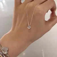 链子925银 简约闪星单钻项链 925银