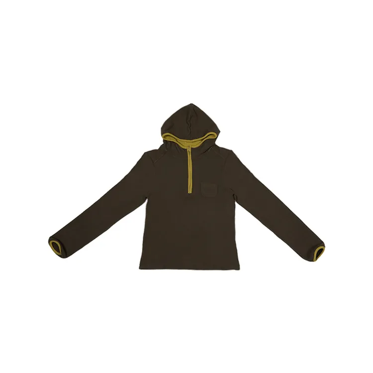 【U.M】调色师半拉链连帽撞色驼绒加厚保暖卫衣显瘦