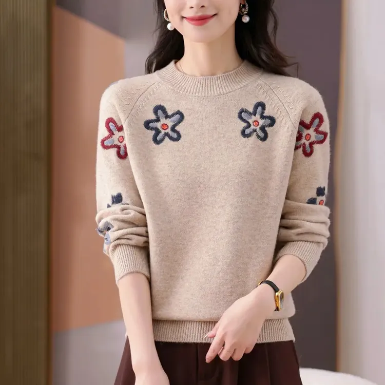 时尚洋气秋冬新款宽松百搭显瘦高档简约女气质年龄女士半高领毛衣