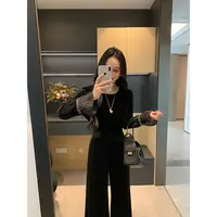 XINYI【金珠环纱】秋季拼接丝绒套装女显瘦X625C14137/X625A15242