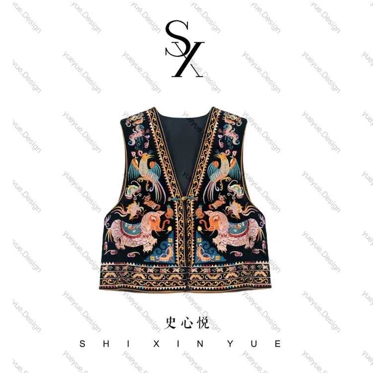 【悦悦专属】新中式瑞兽呈祥真丝绣锦工艺马甲Y956