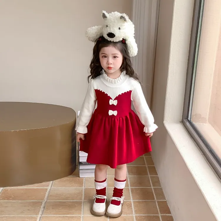 女童连衣裙秋季2025新款洋气儿童毛衣公主裙加厚女宝宝针织裙子潮