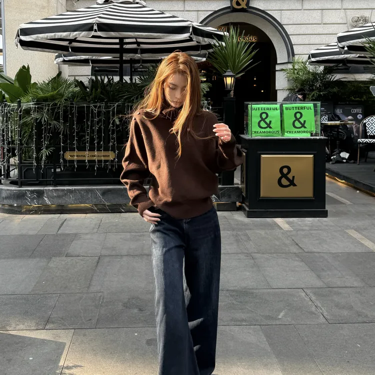 冬季衫常规高领蝙蝠袖百搭毛衣厚款女复古针织