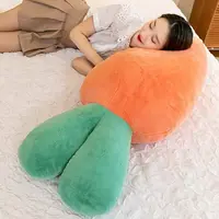 TB大号橙色胡萝卜长条毛绒抱枕女生床上夹腿65cm手工2-5cm误差