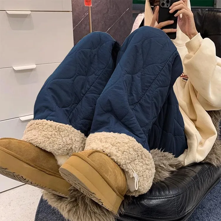 羊羔毛哈尔滨防寒棉裤男女冬季加厚外穿东北零下40度葫芦纹滑雪裤