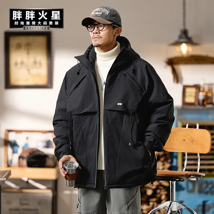 胖胖火星大码男装秋冬季格子棉服棉衣男时尚保暖外套宽松休闲棉服