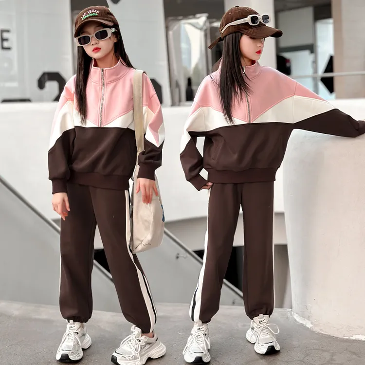 女童套装春装2025新款儿童洋气网红休闲时髦春秋中大童运动两件套