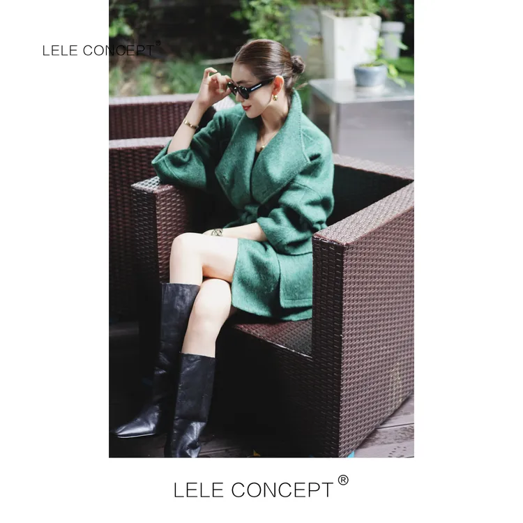 LELE CONCEPT丨都市气质氛围感造型领中款腰带大衣FD25C0189W