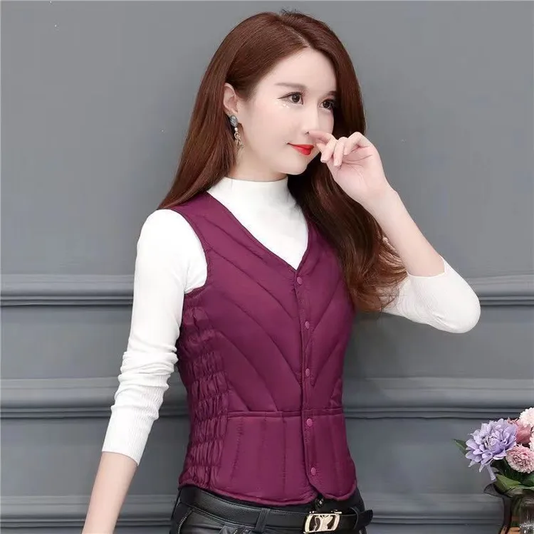 妈妈棉马甲女内穿贴身保暖背心秋冬新款中年修身洋气外搭短款坎肩