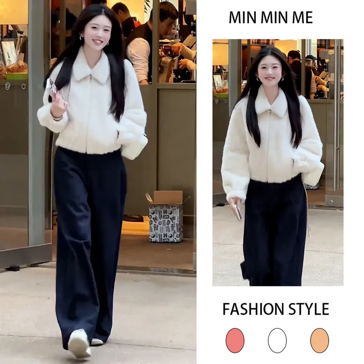 2025秋冬季新款设计感法式长袖外套女搭配时尚休闲阔腿裤两件套