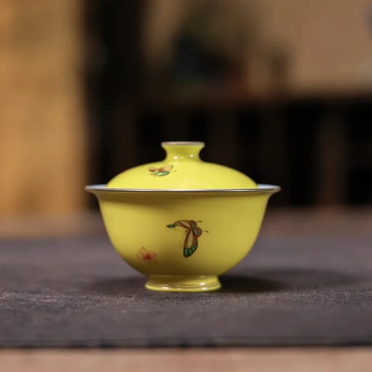 见朴·华隐堂-帝王黄蝴蝶盖碗（福利款）