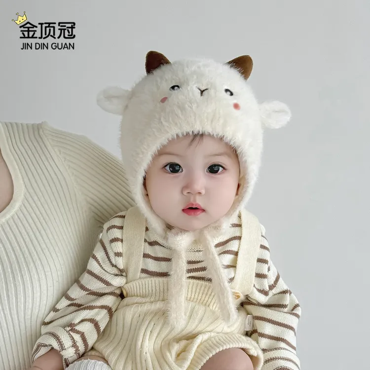 宝宝帽子冬天毛绒帽可爱卡通超萌护耳帽婴幼儿加厚保暖针织帽防风